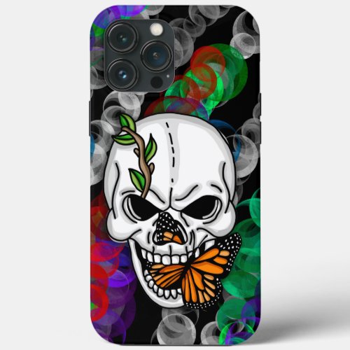 Skull with Monarch Butterfly    iPhone 13 Pro Max Case