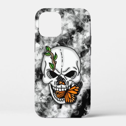 Skull with Monarch Butterfly    iPhone 12 Mini Case