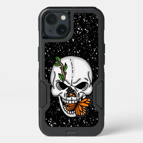 Skull with Monarch Butterfly  iPhone 13 Case