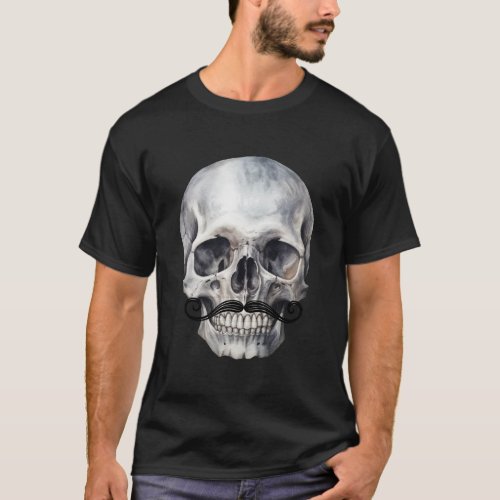 Skull with Mustache T_Shirt