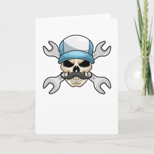 Skull with Mustache  Wrench Card