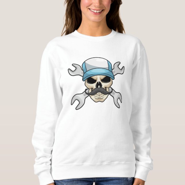 Skull with Mustache & Wrench Sweatshirt (Front)
