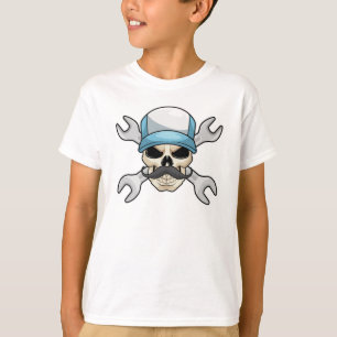 Skull with Mustache & Wrench T-Shirt