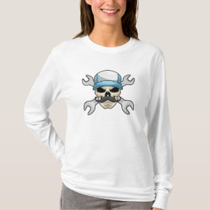 Skull with Mustache & Wrench T-Shirt
