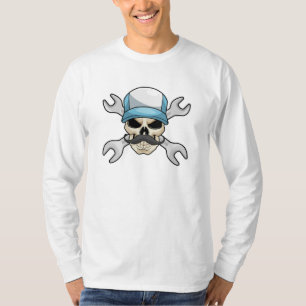 Skull with Mustache & Wrench T-Shirt