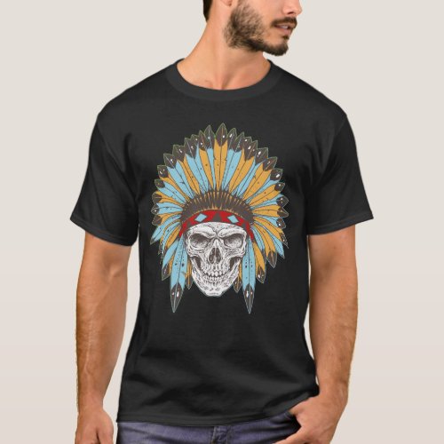 Skull with Native American Headdress Shirt