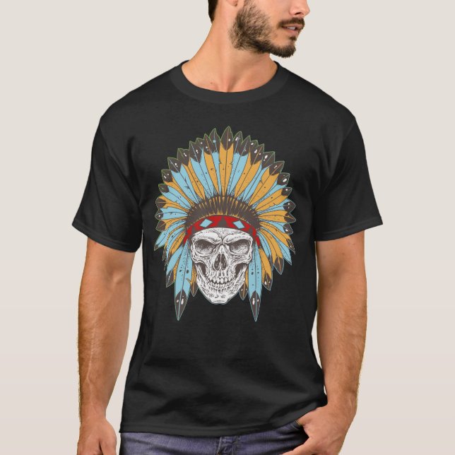 Skull with Native American Headdress Shirt (Front)