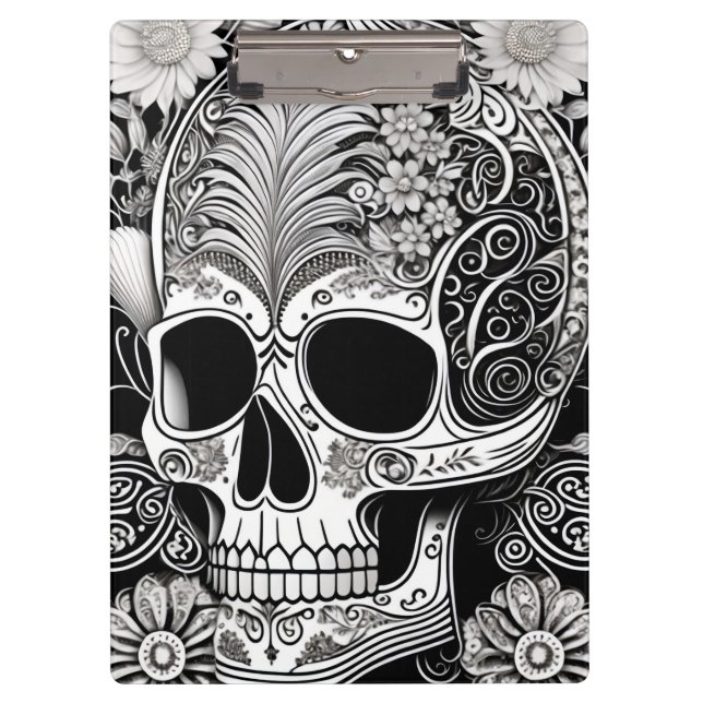 Skull with ornaments clipboard (Front)