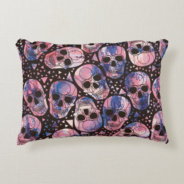 Skull with polygonal ornament. Halloween. Seamless Accent Pillow (Front)