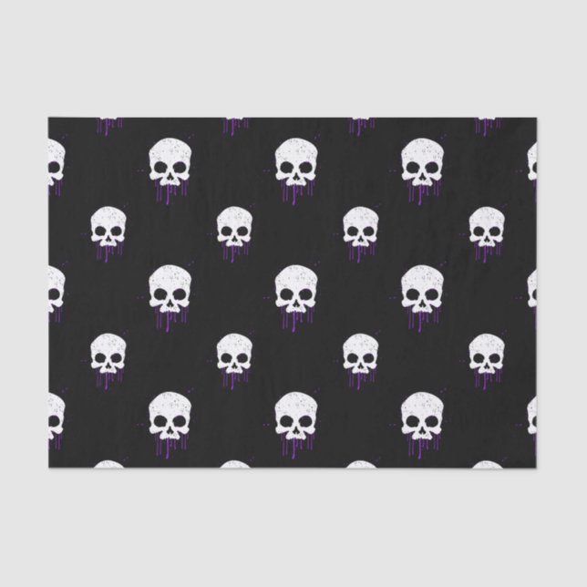 Skull with Purple Drips Tissue Paper (Front)