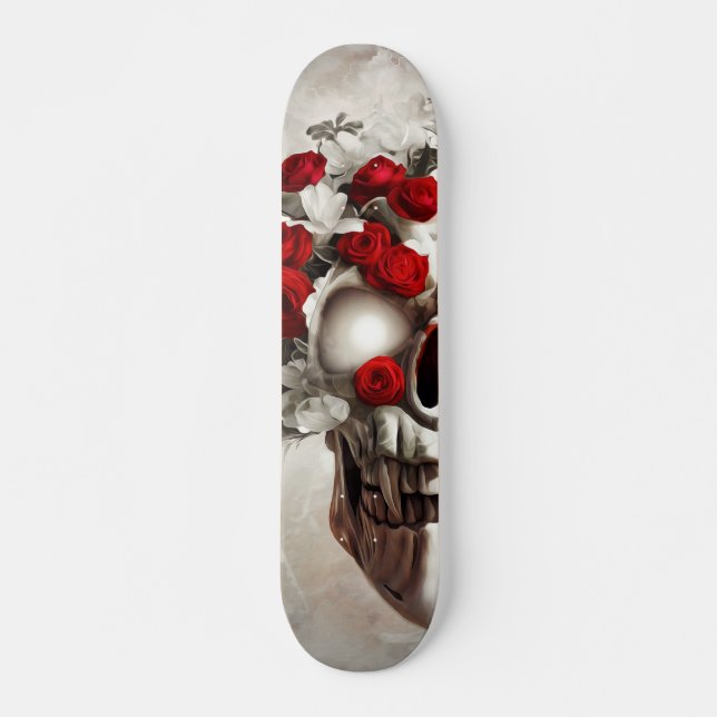 Skull with red roses skateboard (Front)