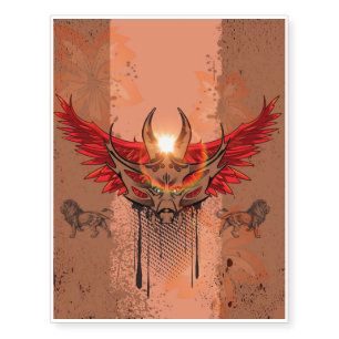 Skull with red wings temporary tattoos