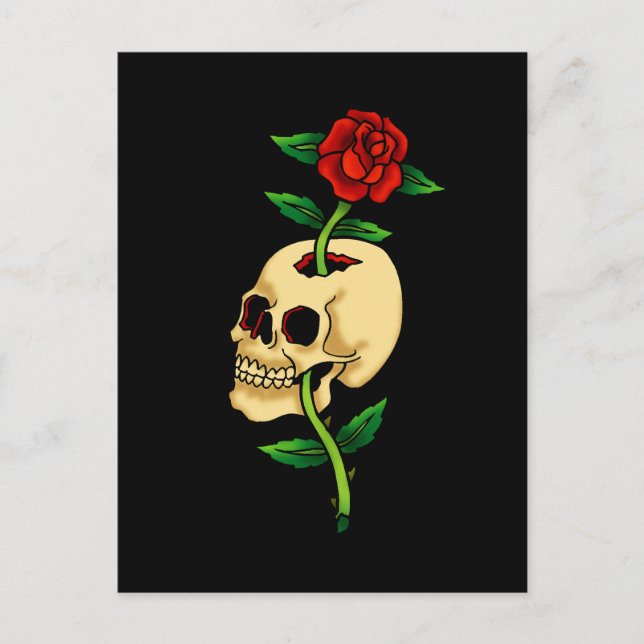 Skull with Rose Postcard (Front)