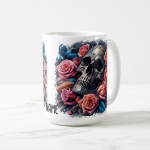Skull with Roses and Bluebird Coffee Mug