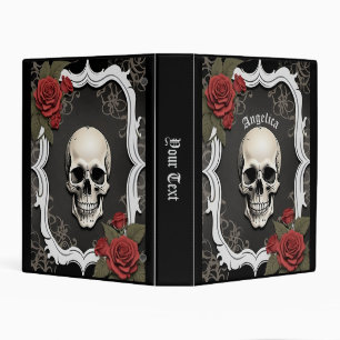 Skull with Roses and White Frame Mini Binder