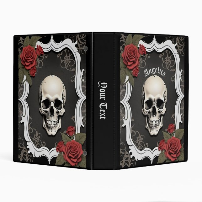 Skull with Roses and White Frame Mini Binder (Background)