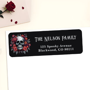 Skull with Roses Dark Gothic Return Address Labels