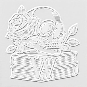 Skull with Roses on Books #6PS Initial Monogram Embosser