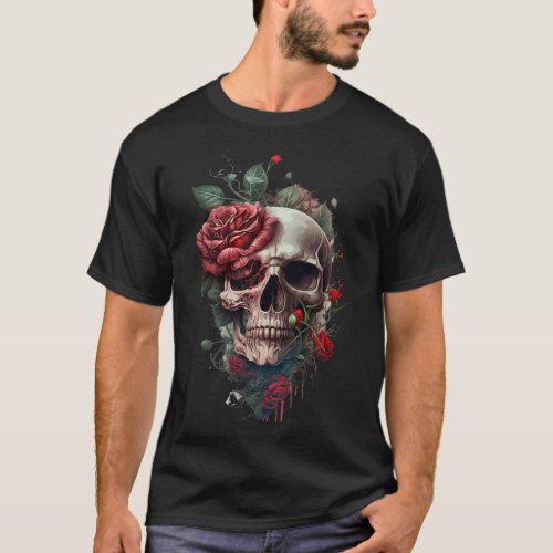 SKULL WITH ROSES T_Shirt