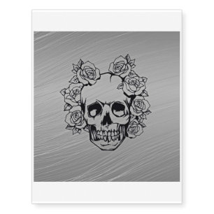 skull with roses temporary tattoos