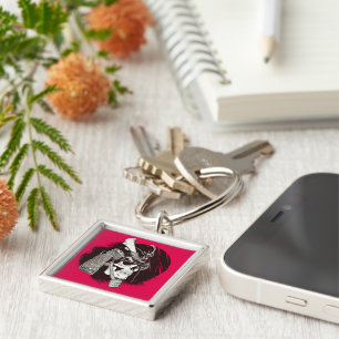 Skull With Samurai Helmet Keychain