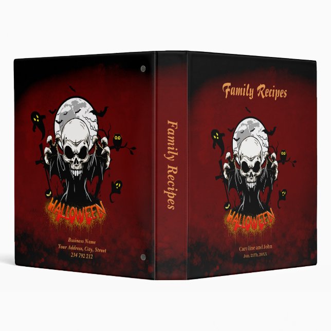 Skull with sharp, menacing teeth 3 ring binder (Background)