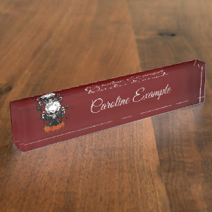 Skull with sharp, menacing teeth desk name plate