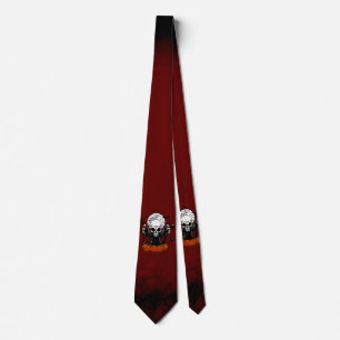 Skull with sharp, menacing teeth neck tie