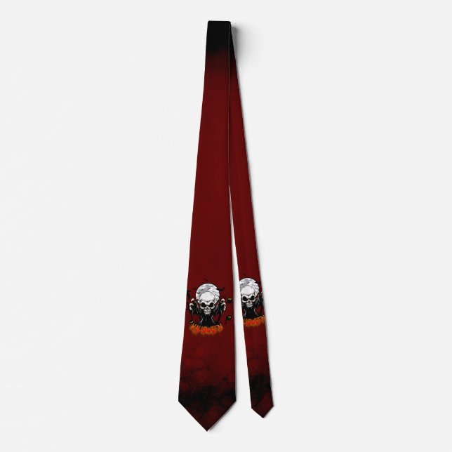 Skull with sharp, menacing teeth neck tie (Front)