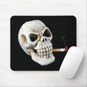 Skull with Smoking Cigarette Mouse Pad