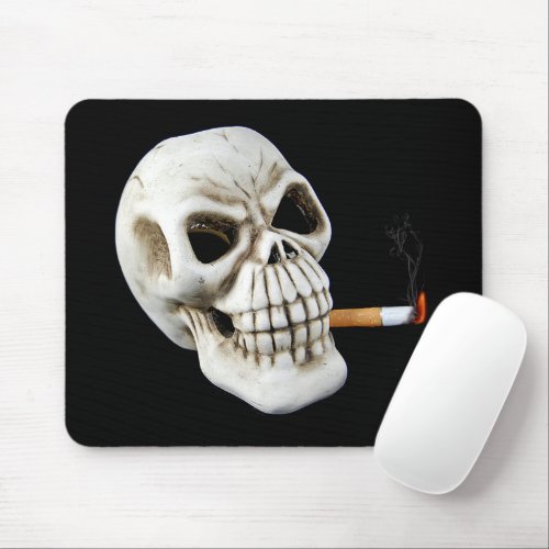 Skull with Smoking Cigarette  Mouse Pad
