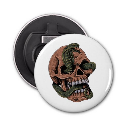 Skull with snake coming out bottle opener