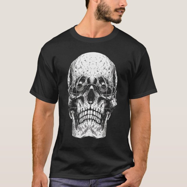 Skull With Sunglasses Goth Punk Grunge Horror Cree T-Shirt (Front)