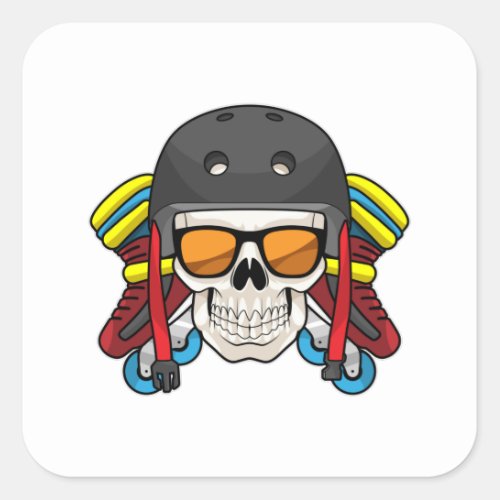 Skull with Sunglasses  Inline skates Square Sticker