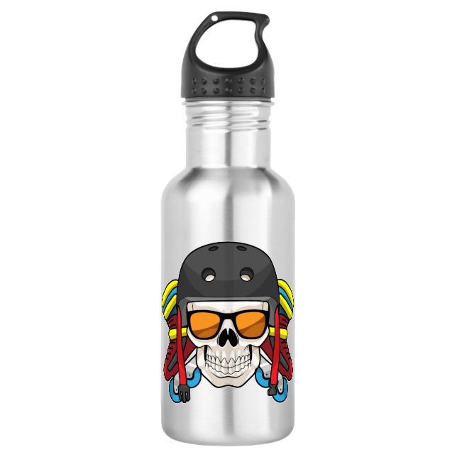Skull with Sunglasses & Inline skates Stainless Steel Water Bottle (Front)