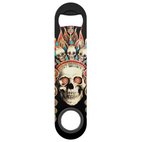 Skull with Tibetan Headdress Bar Key