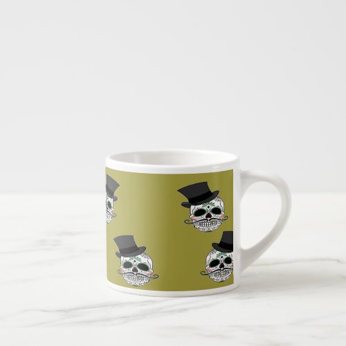 Skull with top hat espresso cup