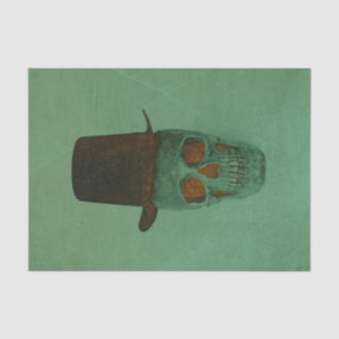 Skull With Top Hat Gothic Green Brown Vintage Tissue Paper