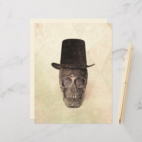 Skull With Top Hat Gothic Vintage Beige Texture