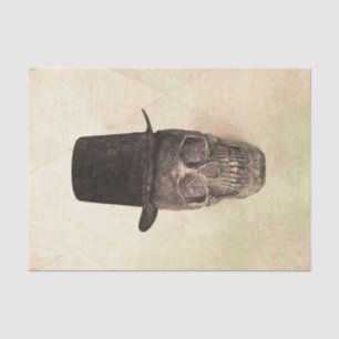 Skull With Top Hat Gothic Vintage Beige Texture Tissue Paper