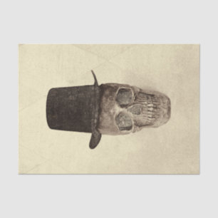 Skull With Top Hat Gothic Vintage Sepia Texture Tissue Paper