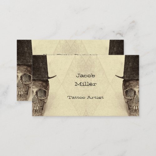 Skull With Top Hat Sepia Vintage Tattoo Shop Business Card