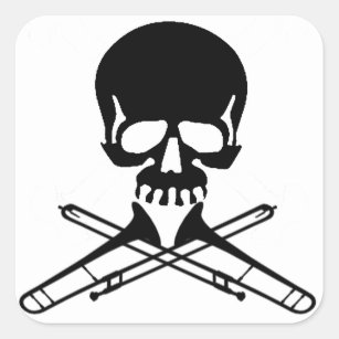 Skull with Trombones as Crossbones Square Sticker