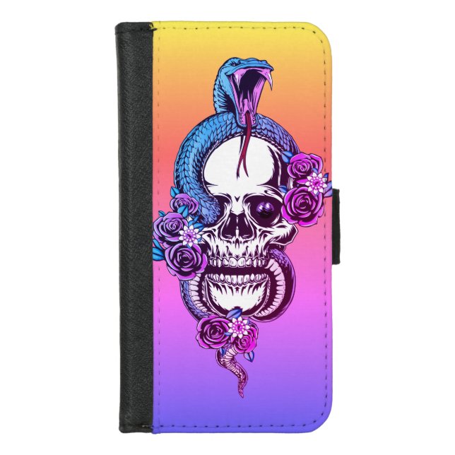 Skull with Viper iPhone Wallet Case (Front)