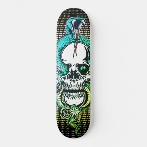 Skull with Viper Skateboard