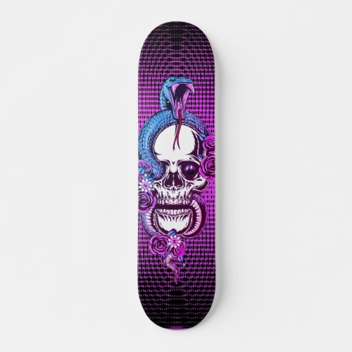 Skull with Viper Skateboard