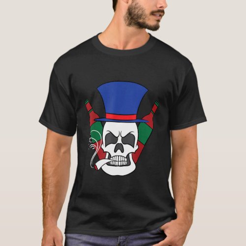 Skull with Wine and Cigar Halloween Dead Redwine W T_Shirt