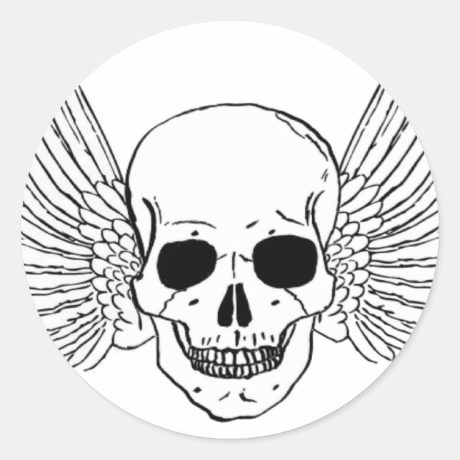 Skull with Wings Classic Round Sticker (Front)