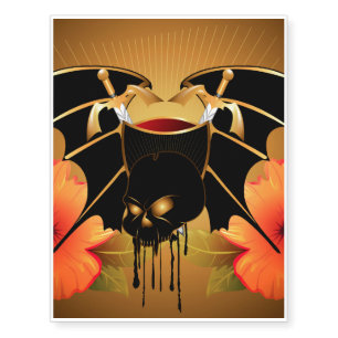 Skull with wings temporary tattoos