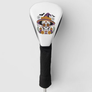 Skull with Witch Hat Halloween Vector Golf Head Cover